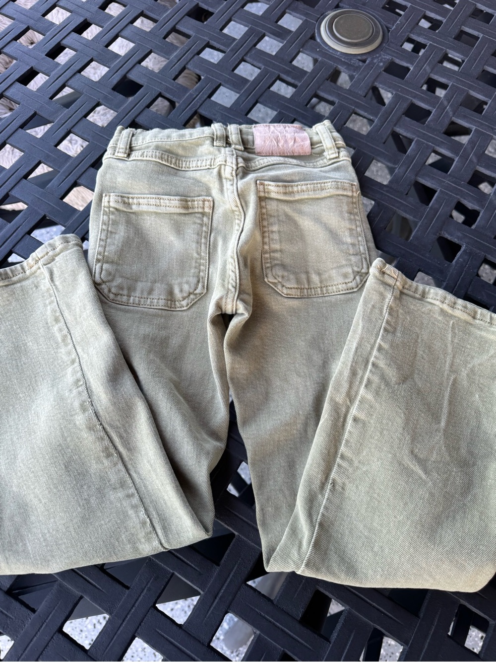 Zara Girls Olive Green Cargo Jeans - Classic Utility Style - Size 7 Kids - Picture 11 of 11